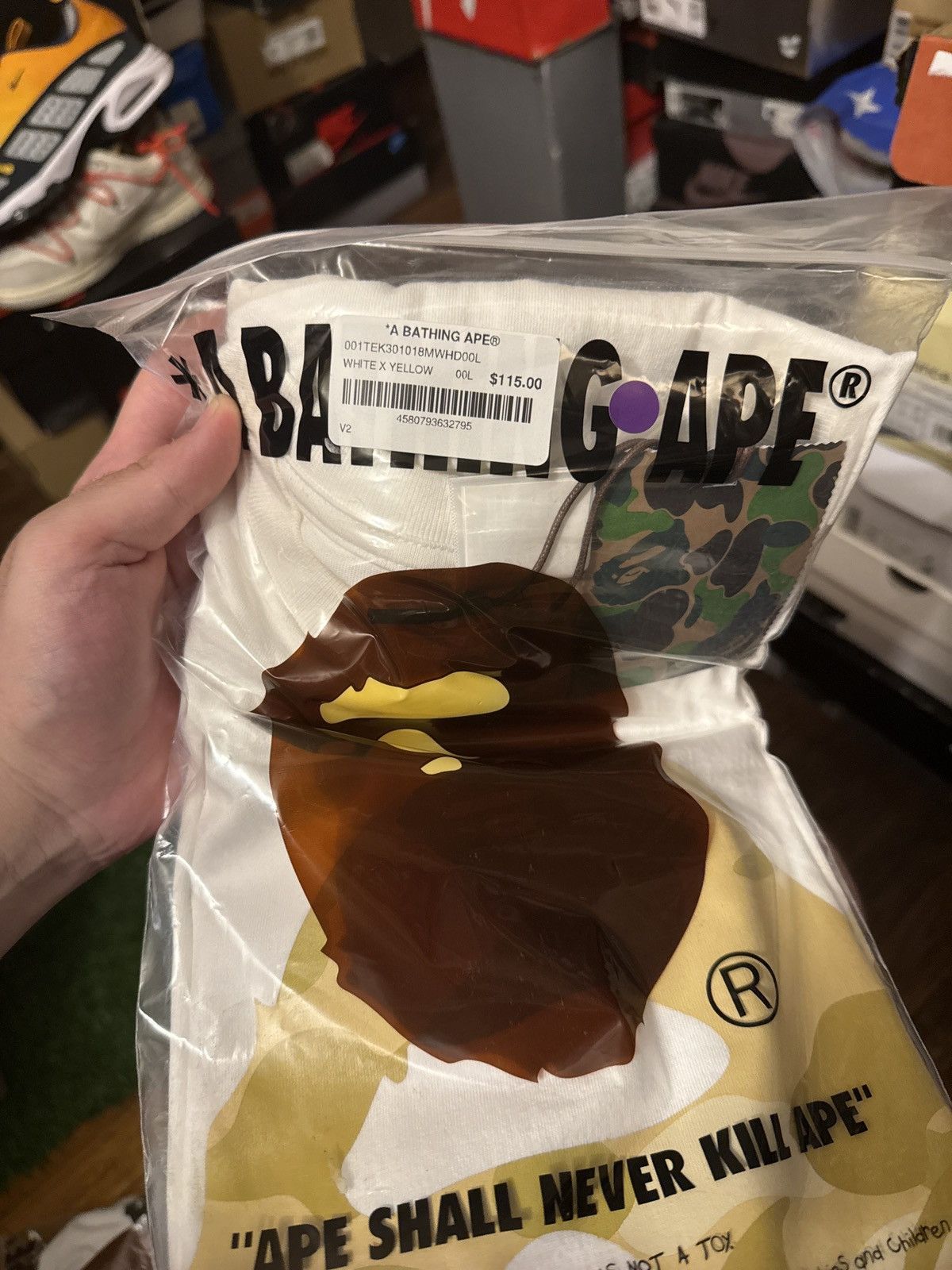 Bape head tee yellow camo size XL