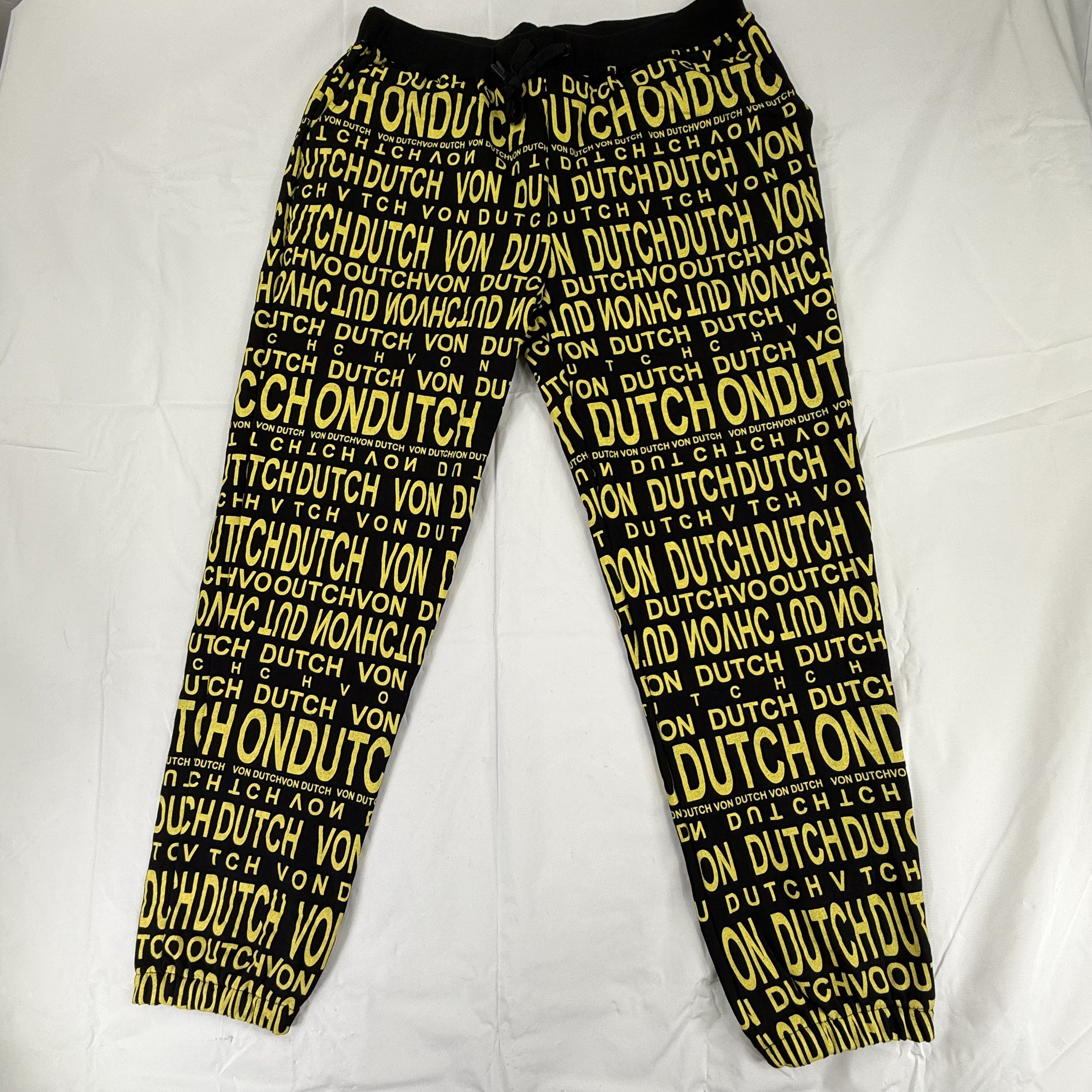 Von Dutch Von Dutch Mens Large Jogger Sweatpants All Over Logo Y2K Size US 34 / EU 50 - 2 Thumbnail