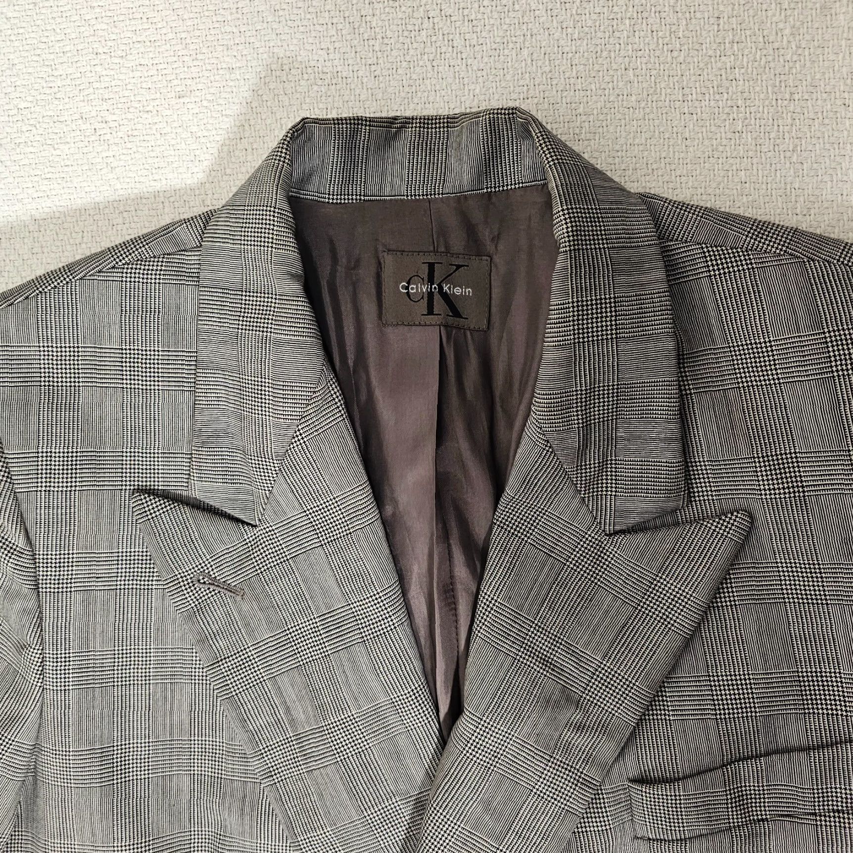 Calvin Klein VINTAGE Calvin Klein Blazer Jacket Women 12 Gray Checks 100% Wool Double Breasted USA Style Basic Jacket Size XL / US 12-14 / IT 48-50 - 2 Thumbnail