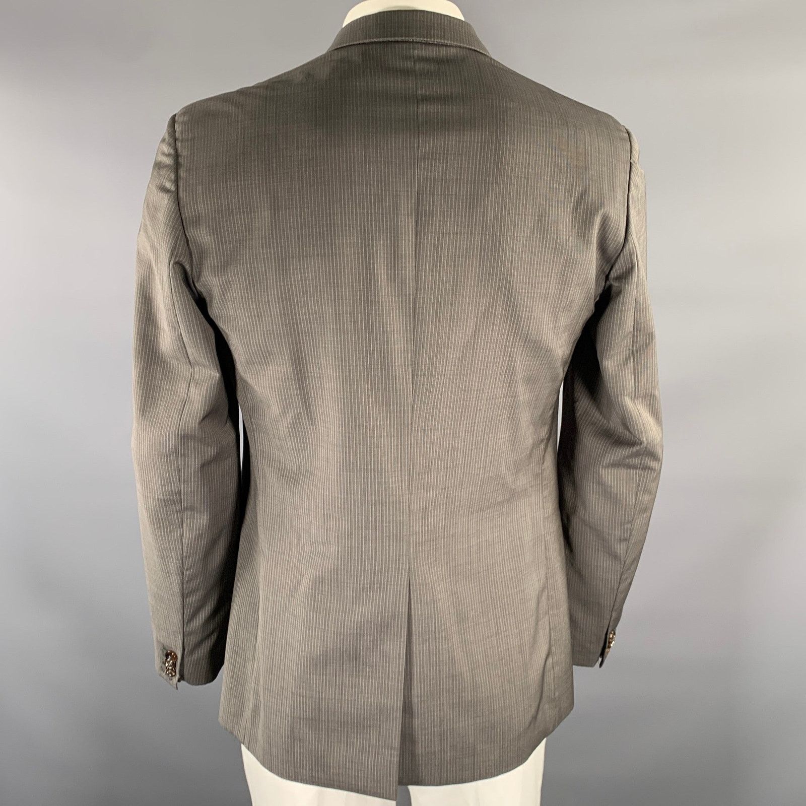 Maison Margiela MAISON MARGIELA Grey Pinstripe Wool Notch Lapel Sport Coat Size 42R - 4 Thumbnail