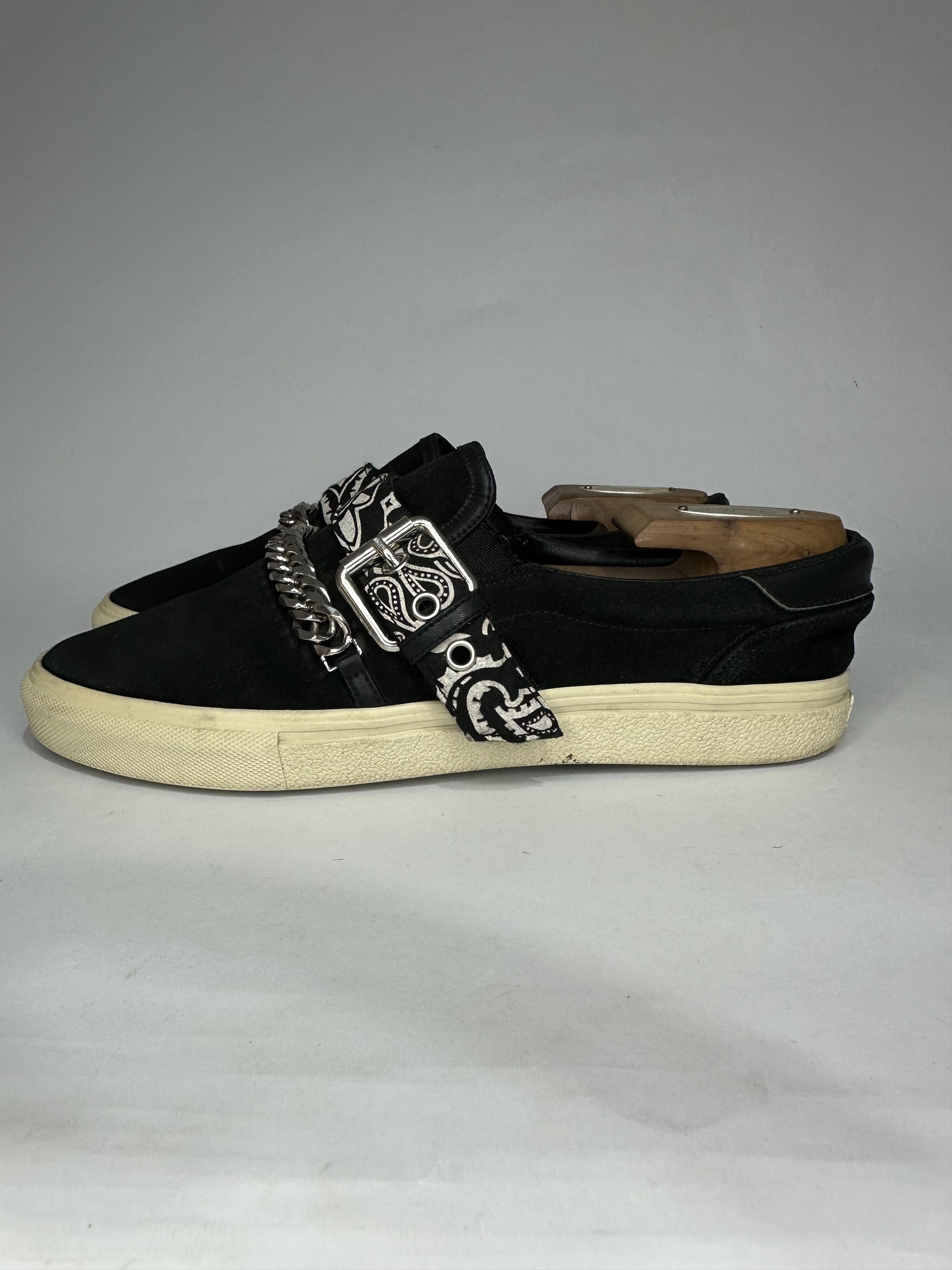 Amiri Amiri Bandana Buckle Chain Slip On Black Suede Sneakers Size US 10 / EU 43 - 1 Thumbnail