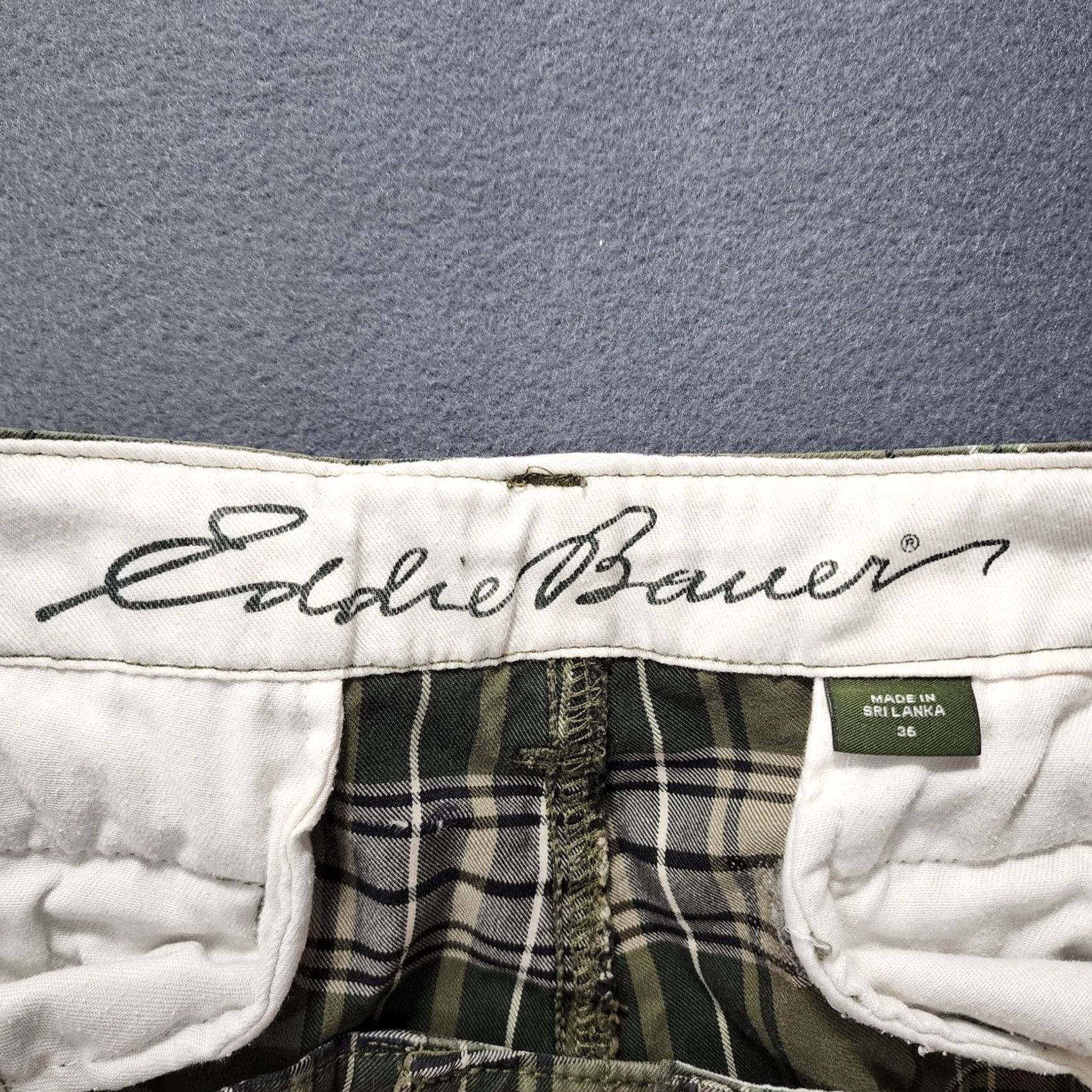 Eddie Bauer Eddie Bauer Mens Shorts Cargo 36x10 Green Plaid Cotton Cargo Pocket 36 Mens Size US 36 / EU 52 - 3 Thumbnail