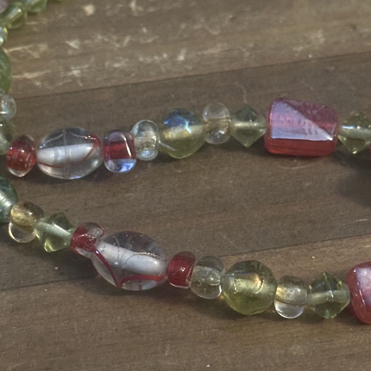 Vintage Vintage green and orange glass bead necklace Size ONE SIZE - 7 Thumbnail