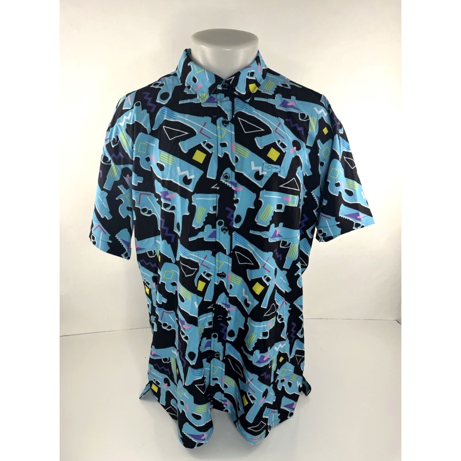Pistola RETRO RIFLE Shirt 2XL Mens Multicolor Retro Pistol AR15 Military Button-Up Short Sleeve Size US XXL / EU 58 / 5 - 2 Thumbnail