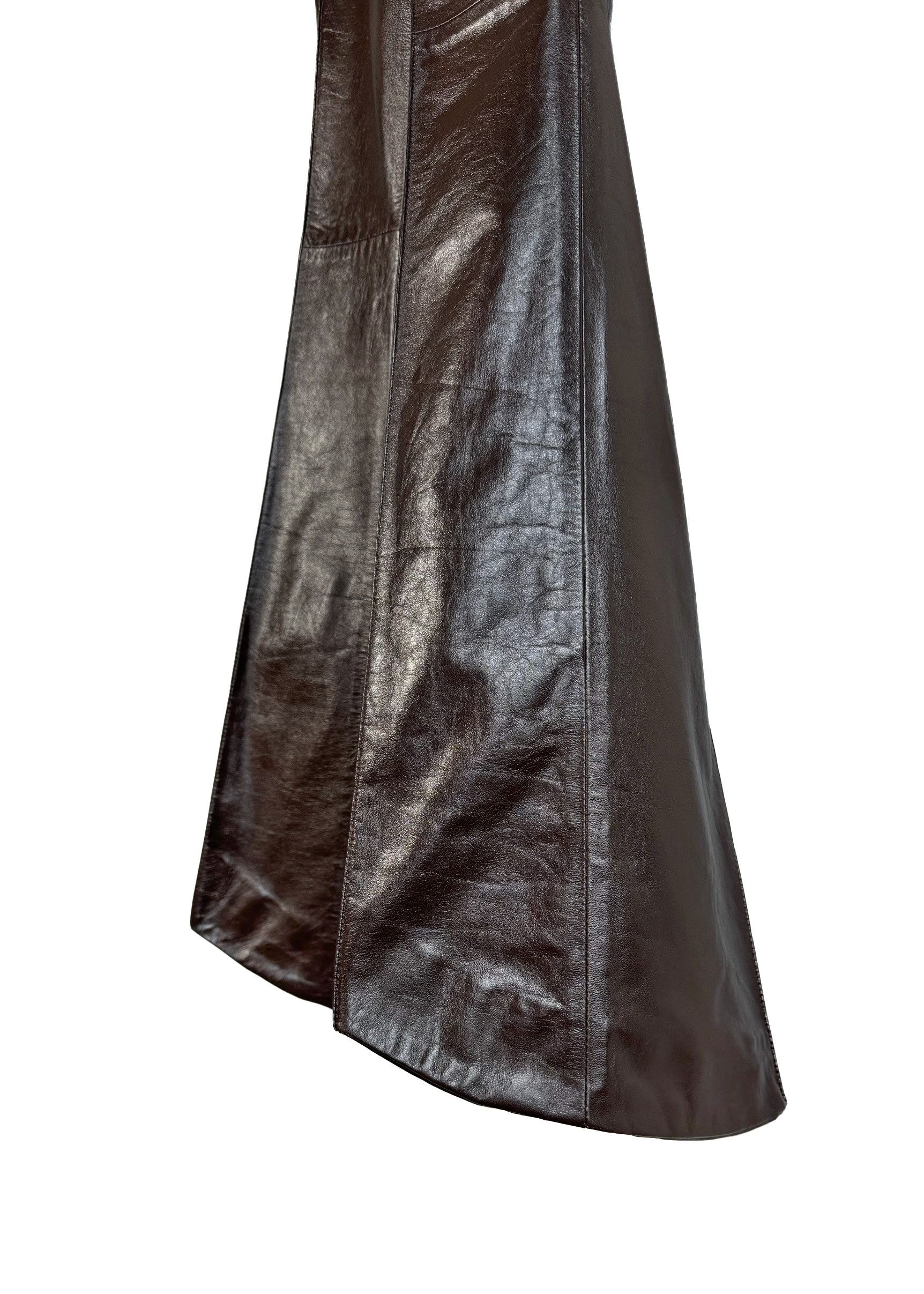 John Galliano John Galliano Vintage Wide Leg Chocolate Brown Leather Pants Size 30" / US 8 / IT 44 - 5 Thumbnail