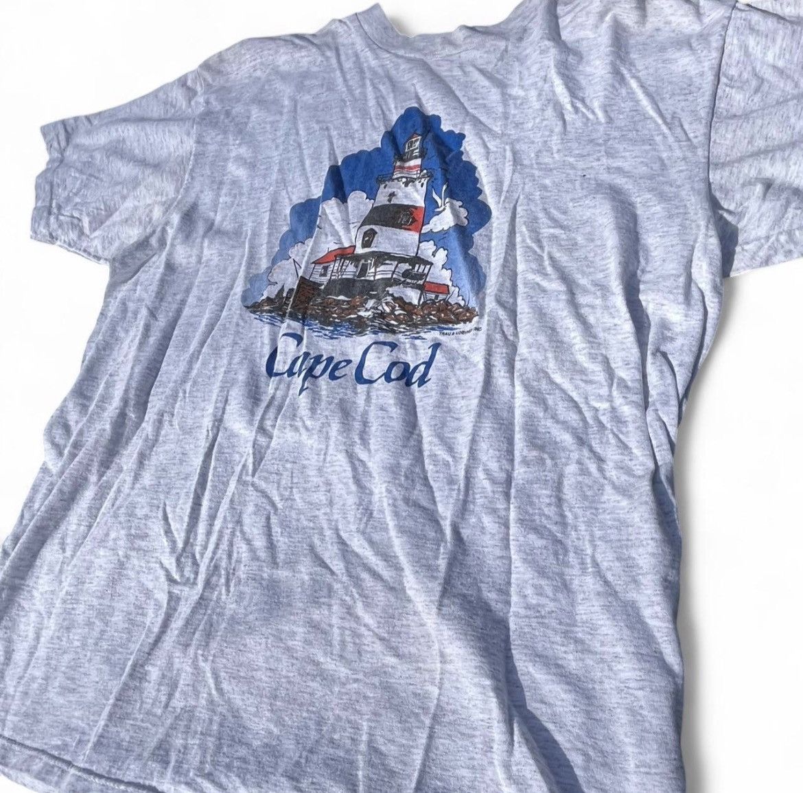 Vintage Vintage 90s Cape Cod Lighthouse Graphic T-Shirt Gray Large Size US XL / EU 56 / 4 - 4 Thumbnail
