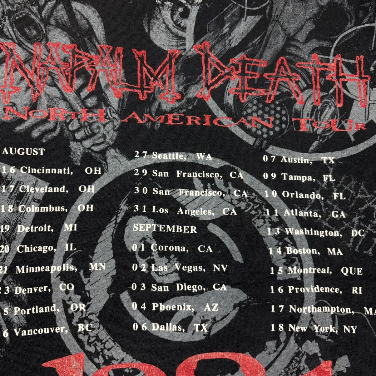 Band Tees Vintage Napalm Death - Aop 1994 North American Tour Shirt Size US L / EU 52-54 / 3 - 9 Thumbnail