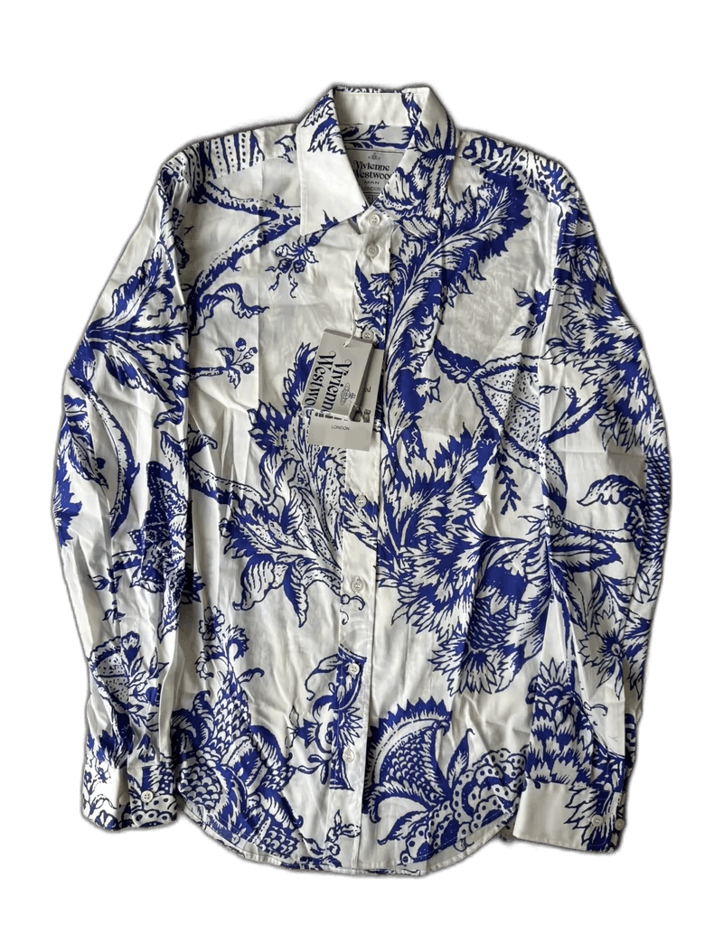 Vivienne Westwood Vivienne Westwood Blue Floral Curved Shirt - dmc Size M / US 6-8 / IT 42-44 - 1 Thumbnail