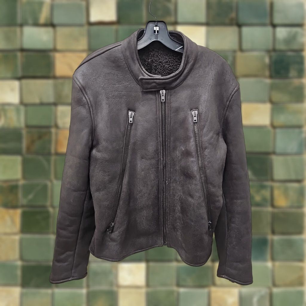 Maison Margiela Maison Margiela Jacket Coat Men L Brown Lambskin Leather 5 Zip Moto Shearling Leather Zip Size US L / EU 52-54 / 3 - 1 Thumbnail