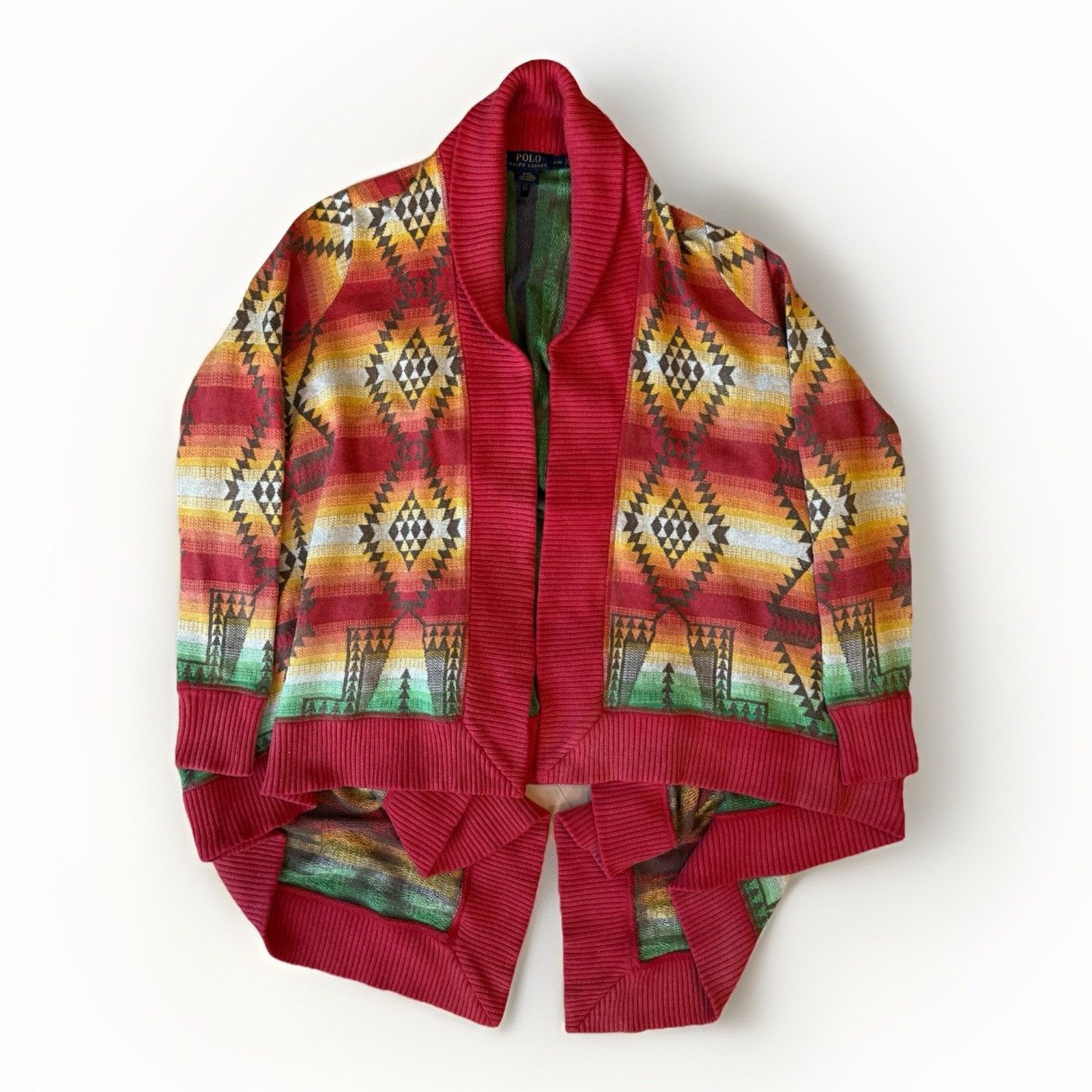 Polo Ralph Lauren Polo Ralph Lauren Aztec Draped Cardigan Women's L Multicolor Size S / US 4 / IT 40 - 1 Thumbnail