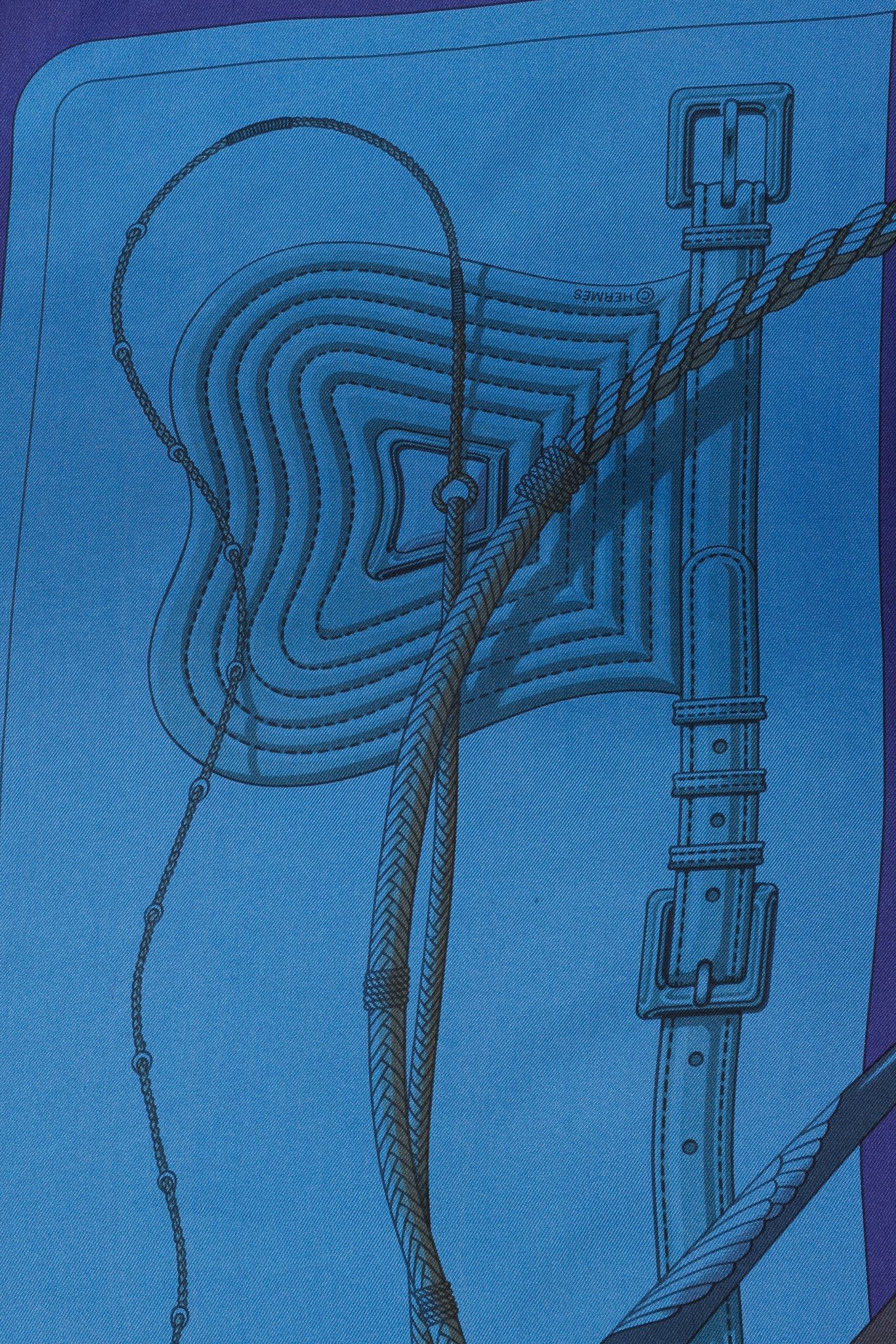 Hermes Hermes Clic-Clac 90 Blue Dip-Dye Silk Scarf Size ONE SIZE - 4 Thumbnail