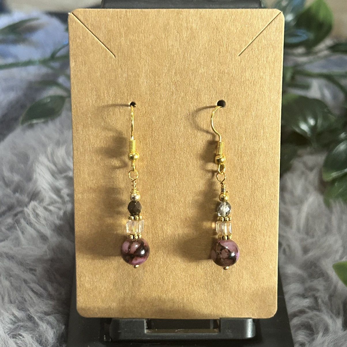 Handmade Handcrafted elegant art glass and crystal dangle earrings Size ONE SIZE - 2 Thumbnail