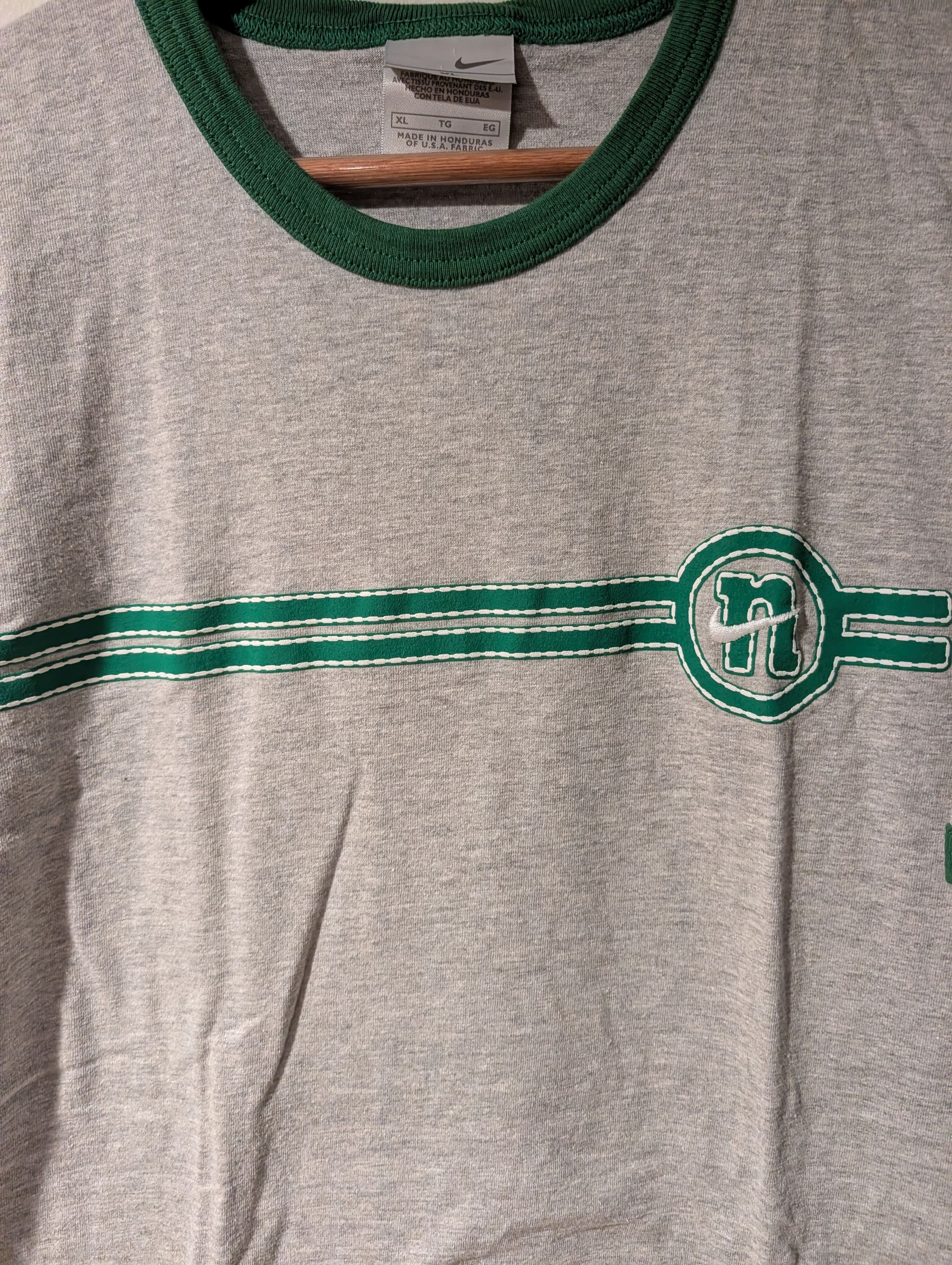 Nike Vintage 90s Nike Ringer T-Shirt Green Contrast Stitch Swoosh Size US XL / EU 56 / 4 - 2 Thumbnail