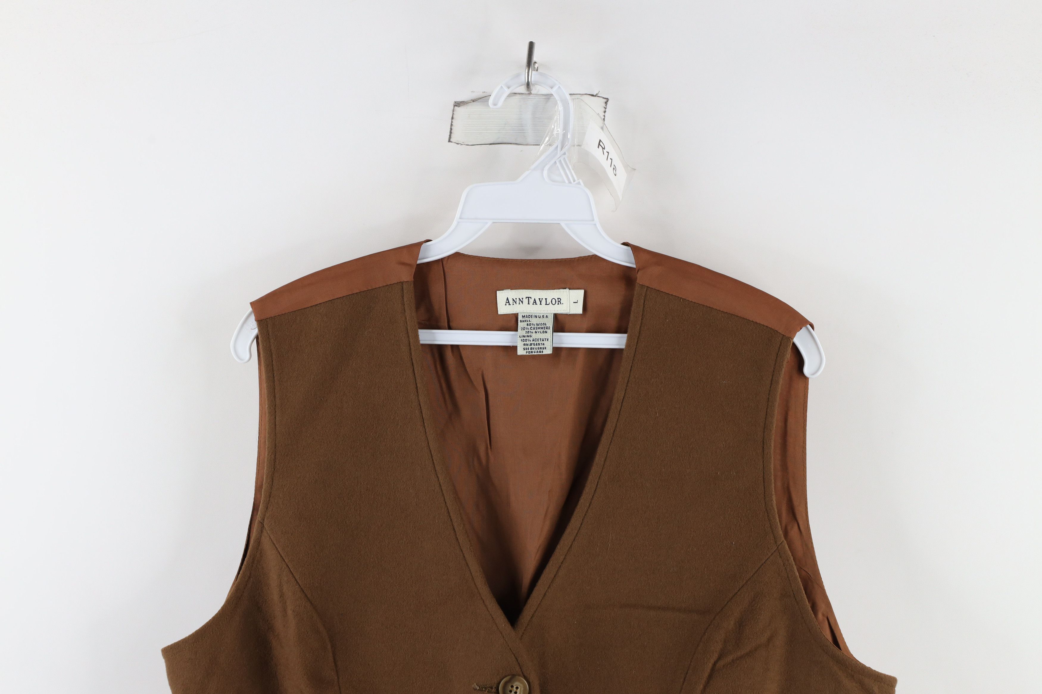 Vintage Vintage 90s Streetwear Cashmere Blend Buckle Back Vest Brown Size L / US 10 / IT 46 - 2 Thumbnail