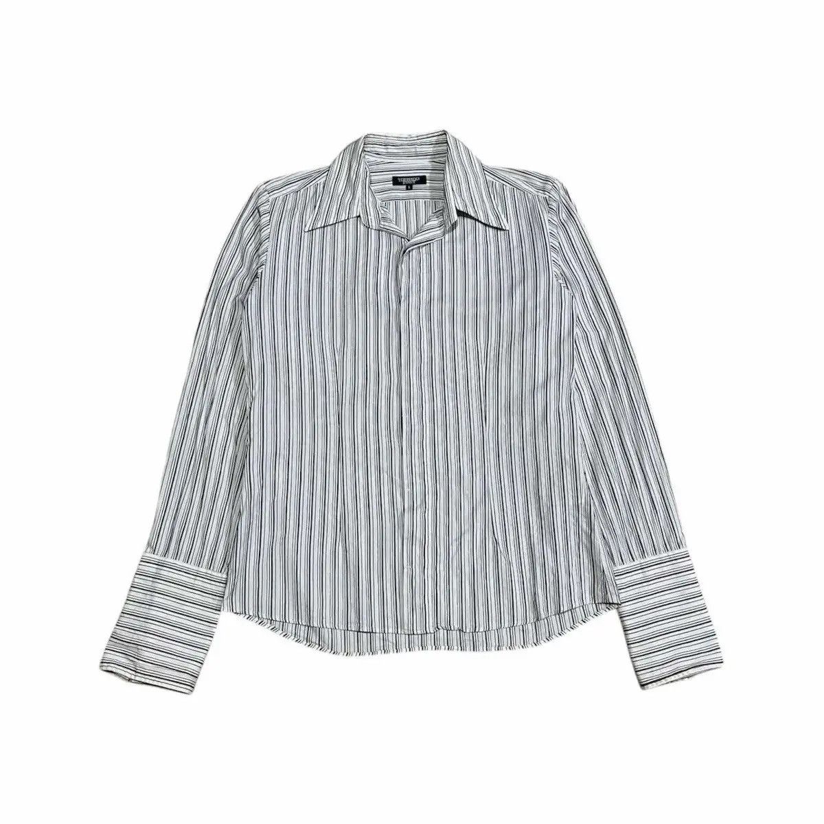Japanese Brand × Tornado Mart ♟️ Y2K Archived Tornado Mart Striped Shirt Hidden Button Size US L / EU 52-54 / 3 - 1 Thumbnail