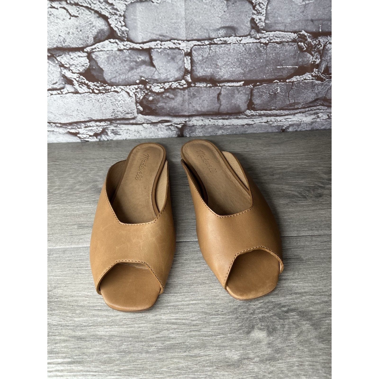 Madewell Madewell The Erica Peep-Toe Mule in English Saddle tan leath Size US 6.5 / IT 36.5 - 10 Thumbnail