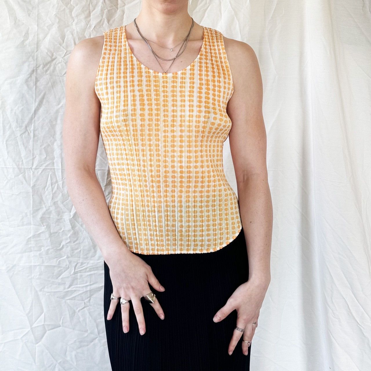 Issey Miyake × Pleats Please Issey Miyake Pleats Please SS 2001 Yellow Dot Tanks Size M / US 6-8 / IT 42-44 - 1 Thumbnail