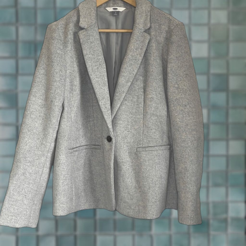 Old Navy Old Navy Women Blazer Wool Blend Gray Size L One Button Faux Pockets Suit Jacket Size L / US 10 / IT 46 - 1 Thumbnail
