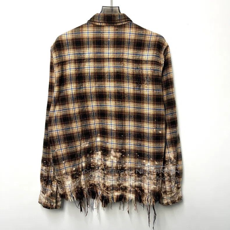 Amiri Amiri Hem destruction splashed ink plaid long-sleeve shirt Size US L / EU 52-54 / 3 - 2 Thumbnail
