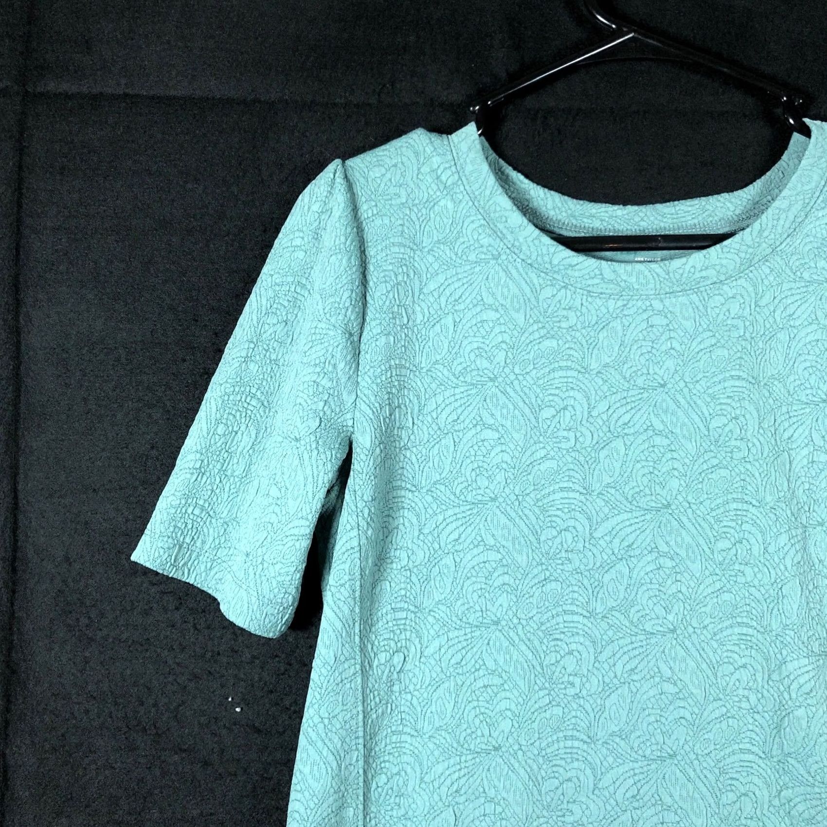 Loft LOFT Womens Blouse Short Sleeve Green Blue Textured Crew Neck M Size M / US 6-8 / IT 42-44 - 4 Thumbnail