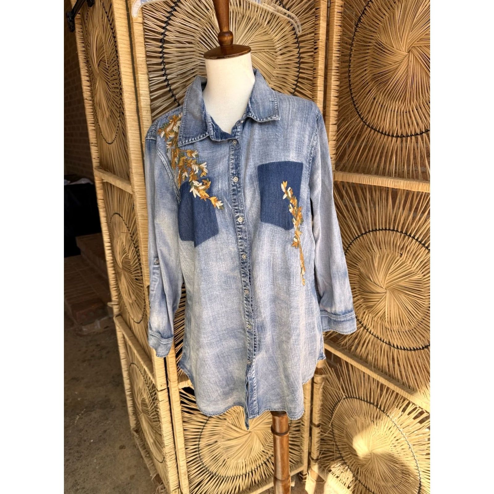 Vintage Reba Chambray Shirt Button-Up Women L Blue Casual Travel 90s? Size L / US 10 / IT 46 - 3 Thumbnail