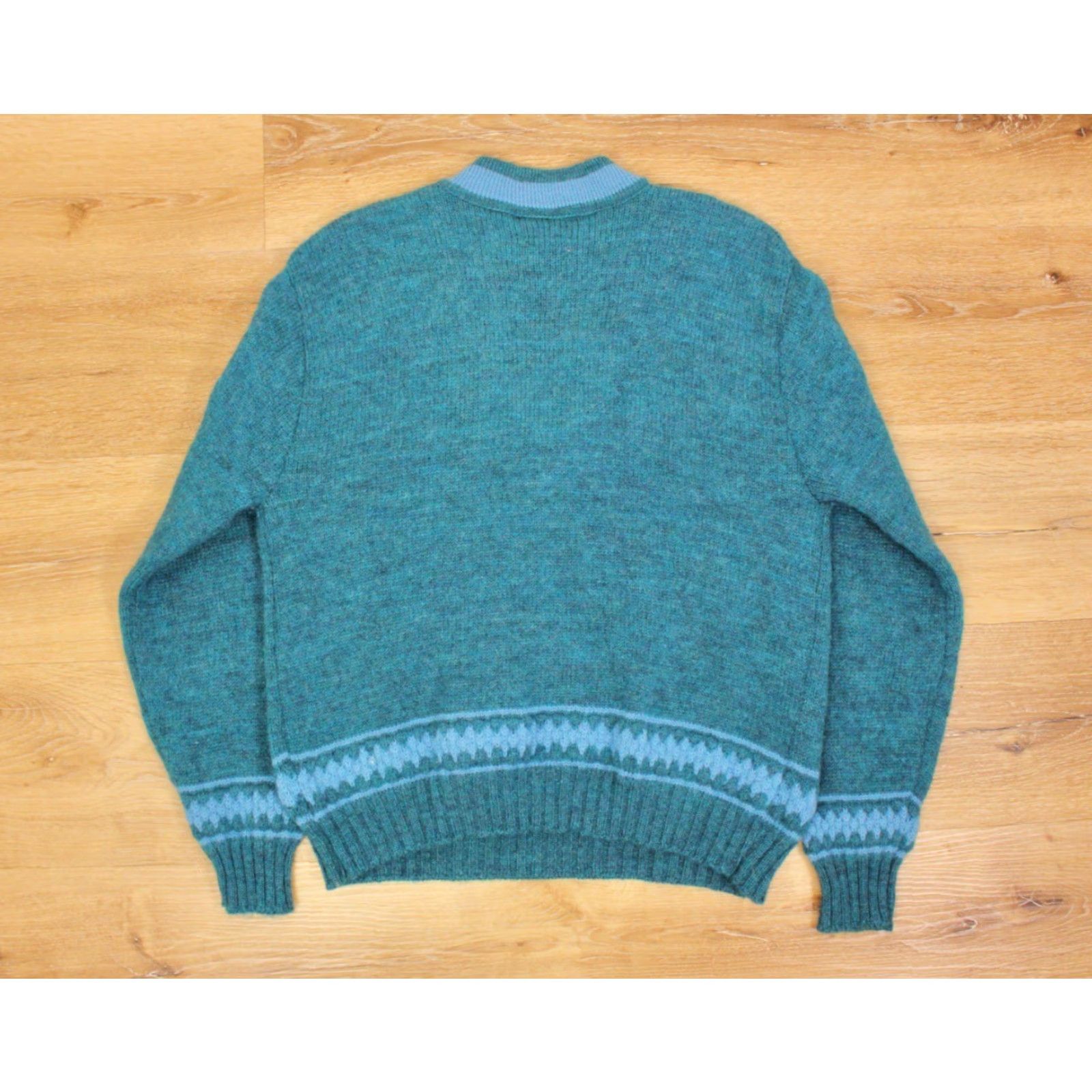 Vintage VTG Wickbury 60s Wool Blue Mock Neck Sweater Shirt L Adult Mens Size US L / EU 52-54 / 3 - 2 Thumbnail