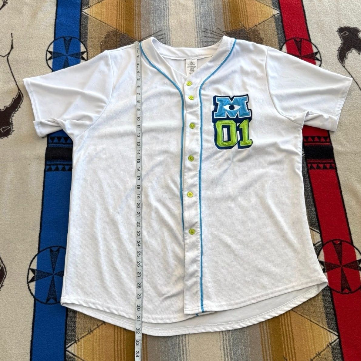 Disney Disney Monsters Inc. Baseball Jersey Mike Wazowski Size XL White Embroidered Men Short Sleeve Jersey Size US XL / EU 56 / 4 - 7 Thumbnail