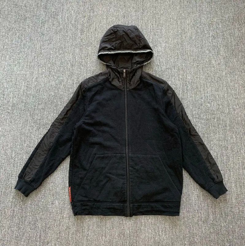 Prada Prada Black Cotton Hooded Jacket for Men Size US L / EU 52-54 / 3 - 1 Thumbnail