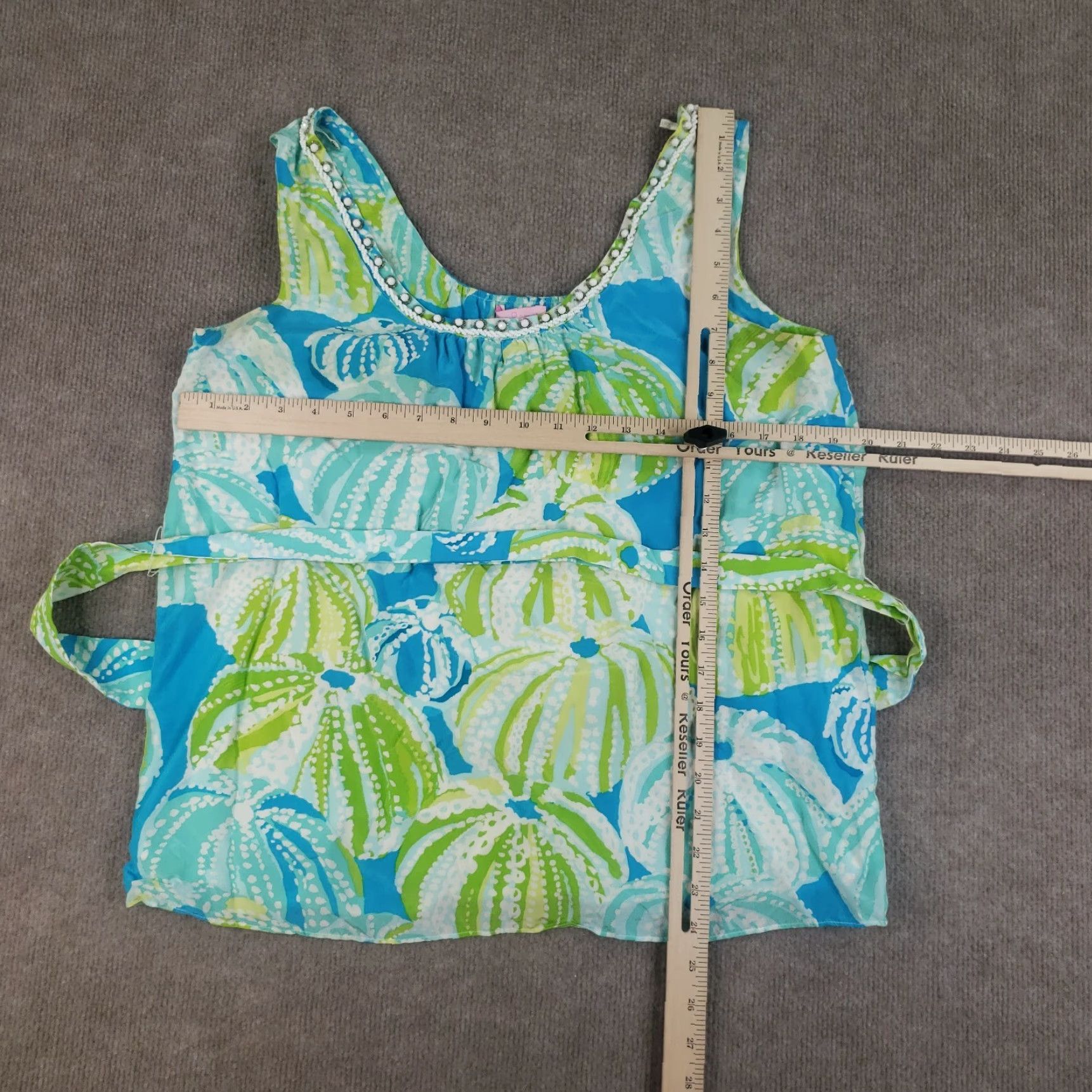Lilly Pulitzer VINTAGE Lilly Pulitzer Tank Womens Size 8 Blue Belted Silk Geometric Size M / US 6-8 / IT 42-44 - 2 Thumbnail