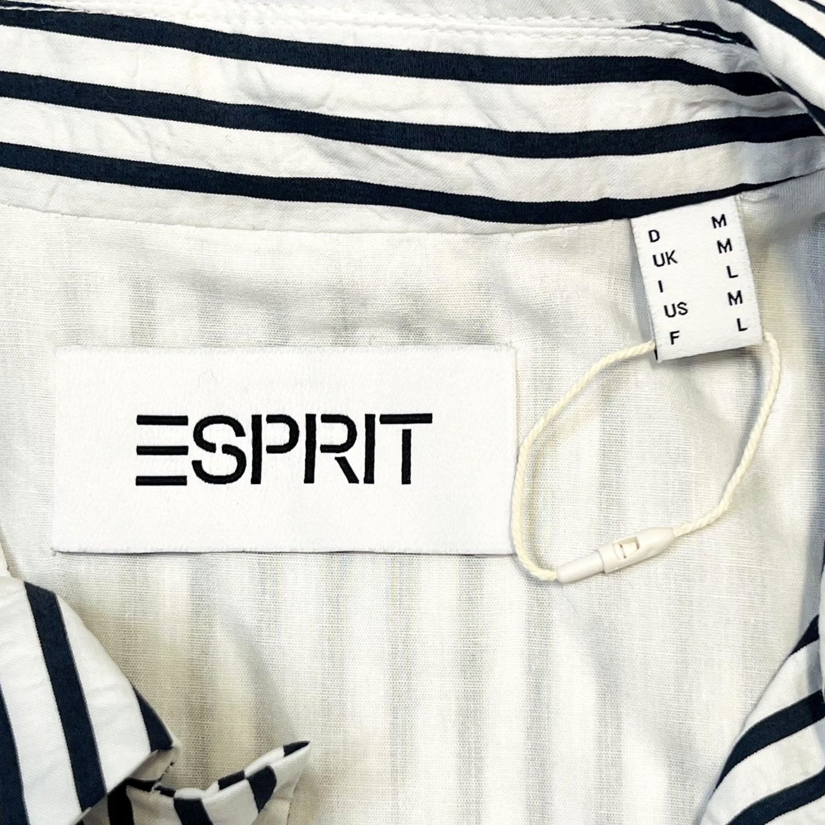 Esprit Esprit Jacket Womens M Black White Striped Button Up Drawstring Lightweight Windbreaker Size M / US 6-8 / IT 42-44 - 7 Thumbnail
