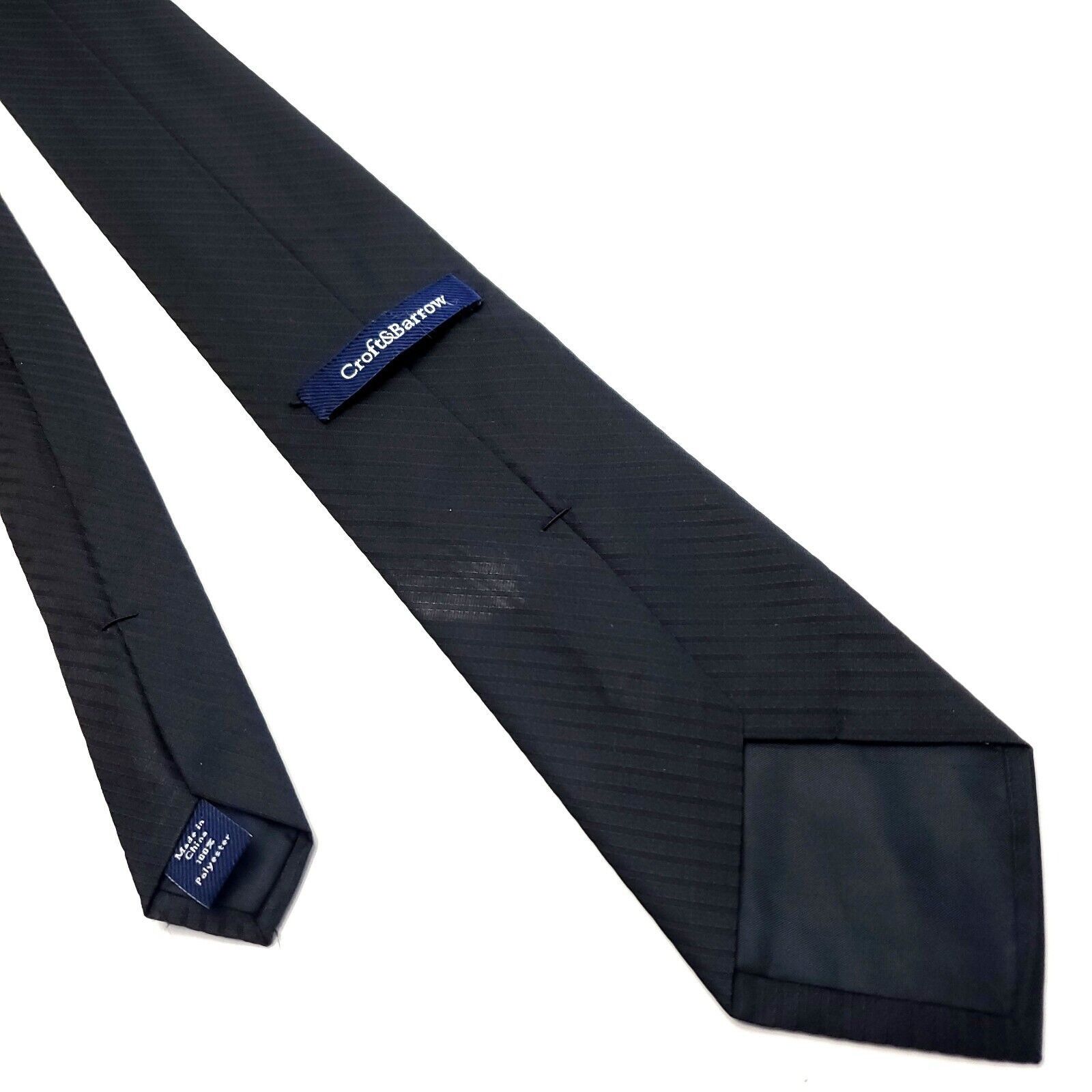 Croft & Barrow Croft & Barrow Gray Silk Tie Woven Skinny Pencil Striped Size ONE SIZE - 3 Thumbnail