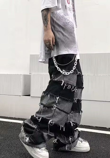 Japanese Brand Tassel Darkwear Jeans Vintage Trendy Patchwork Size US 31 - 4 Thumbnail