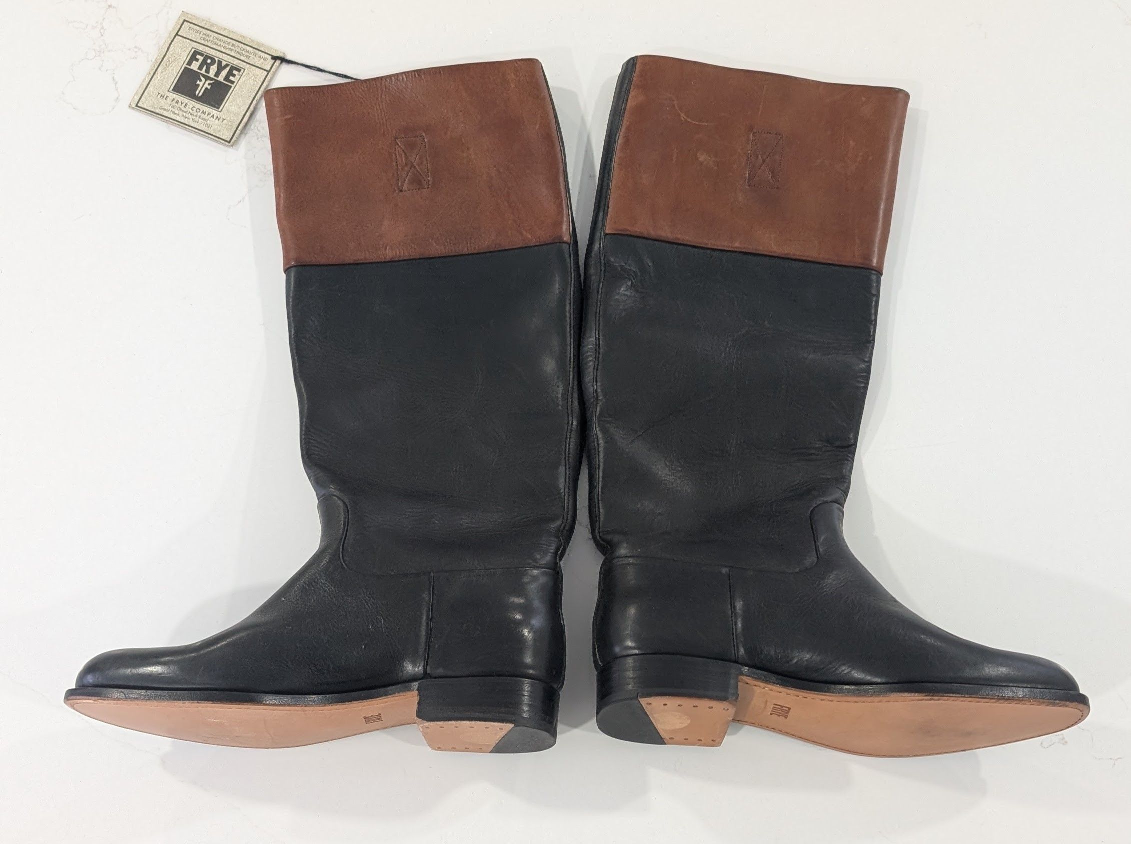 Frye Frye Melissa Belted Riding Boots Two-Tone Brown Leather Size US 10 / IT 40 - 3 Thumbnail