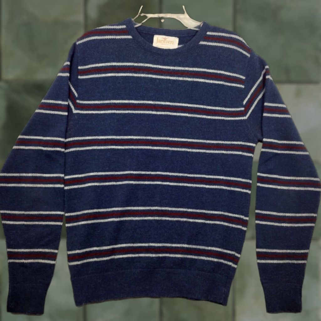 Jantzen VINTAGE Jantzen Sweater Mens Large Knit Striped Gray 90s Crew Neck Pullover Knit Shirt Mens L Size US L / EU 52-54 / 3 - 1 Thumbnail