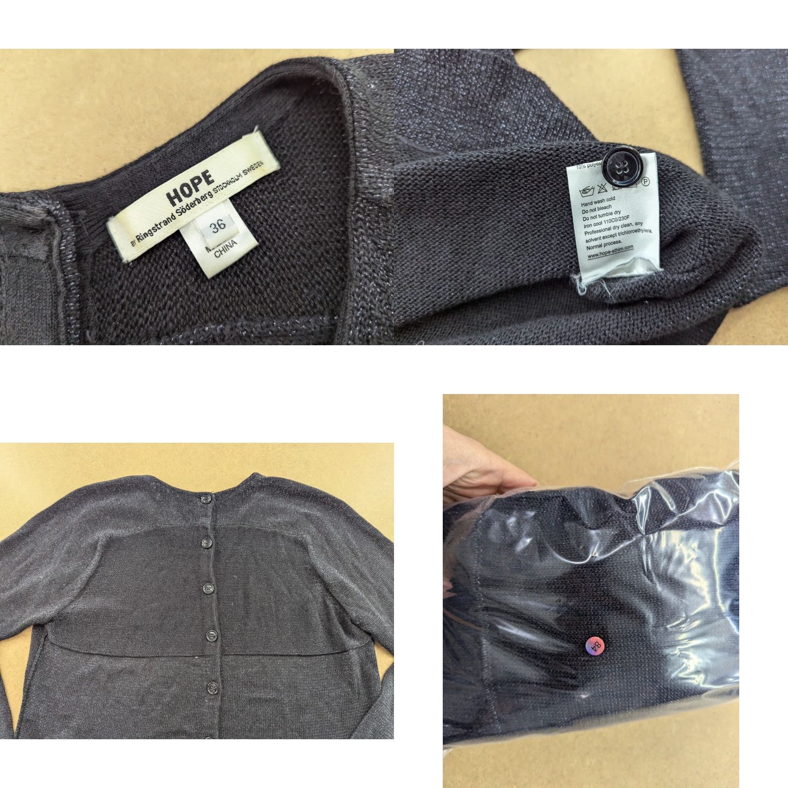 Hope Hope Womens Sweater Shirt Pullover Black Linen Cotton 36 Size Regular Knits Casual Pullover Womens Mens Girls? Size XS / US 0-2 / IT 36-38 - 8 Thumbnail