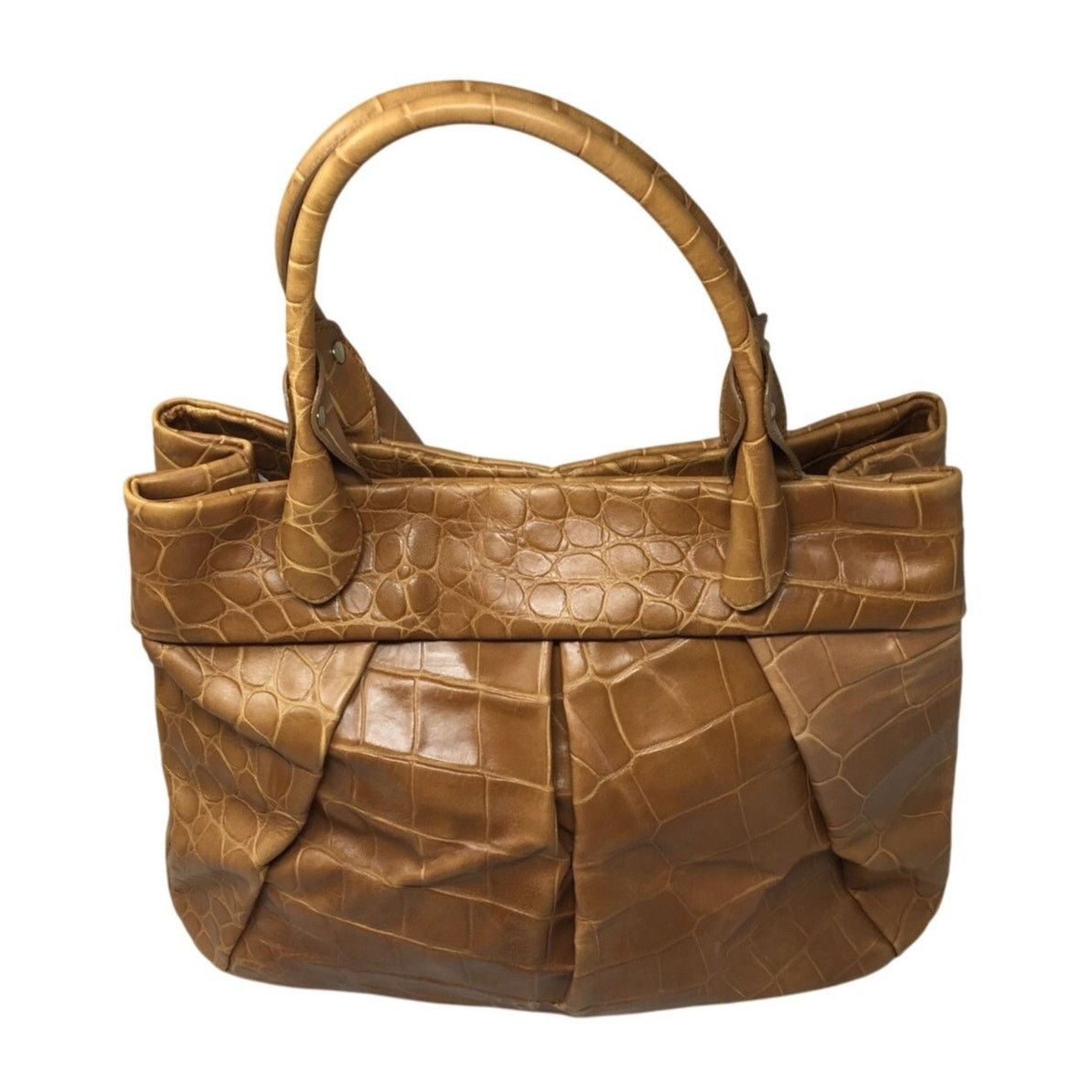 Furla FURLA Croc Embossed Camel Colored Leather Bag Size ONE SIZE - 2 Thumbnail