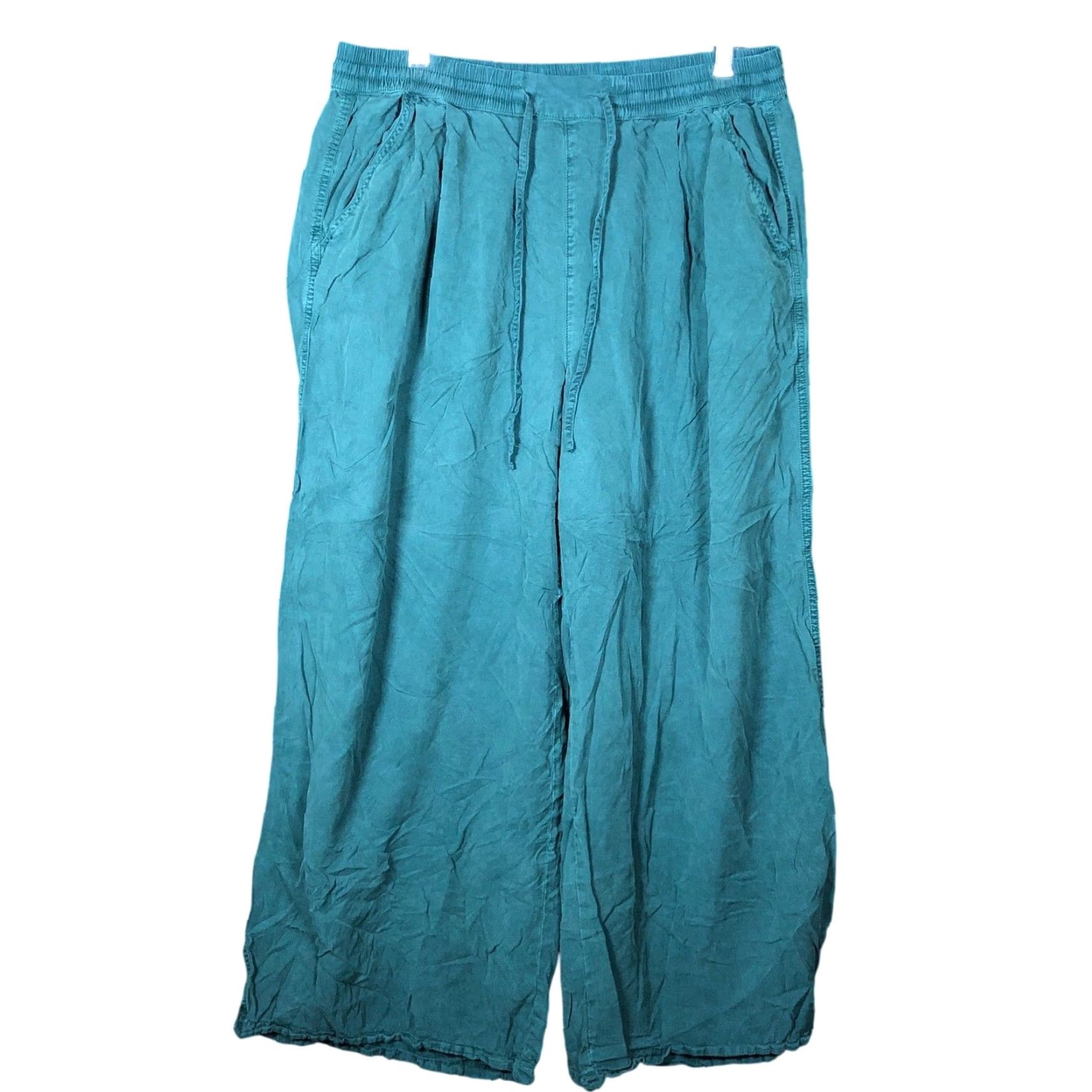 Vintage Aerie Womens Pants Dark Teal High Rise Pull On Wide Leg Paperbag Large Size 36" / US 14 / IT 50 - 2 Thumbnail