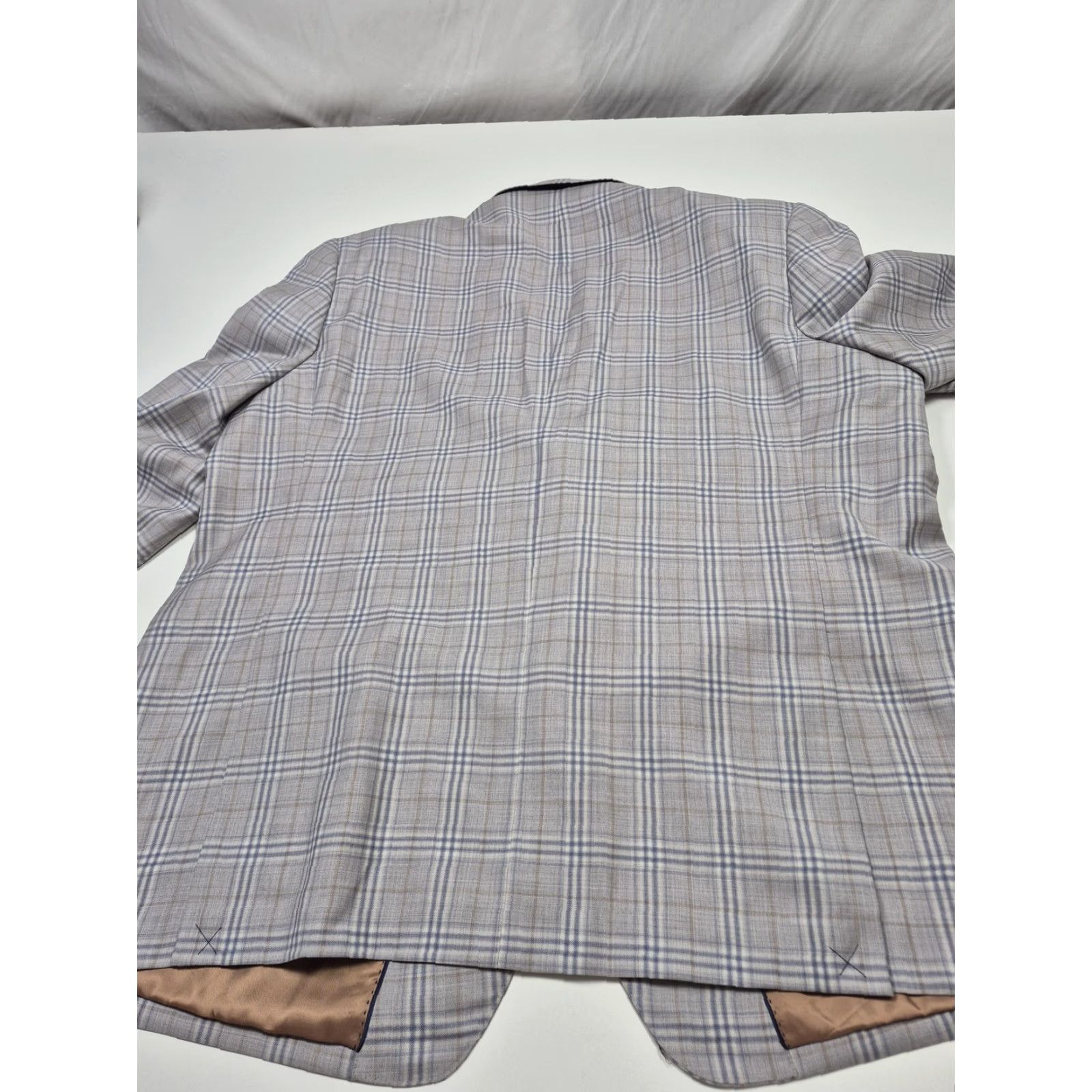 Vintage Giles & Jasper Blazer Mens 54L Gray Wool Plaid Modern Fit Sport Coat NWT Size 54R - 7 Thumbnail