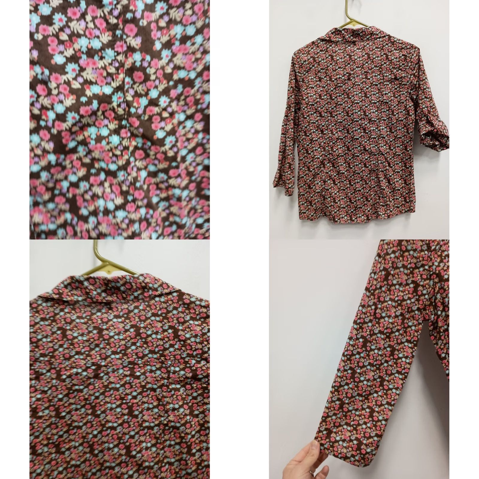 Vintage VINTAGE Passport Shirt Large Brown Y2K Ditsy Floral Cottage Button Up Womens Size L / US 10 / IT 46 - 8 Thumbnail