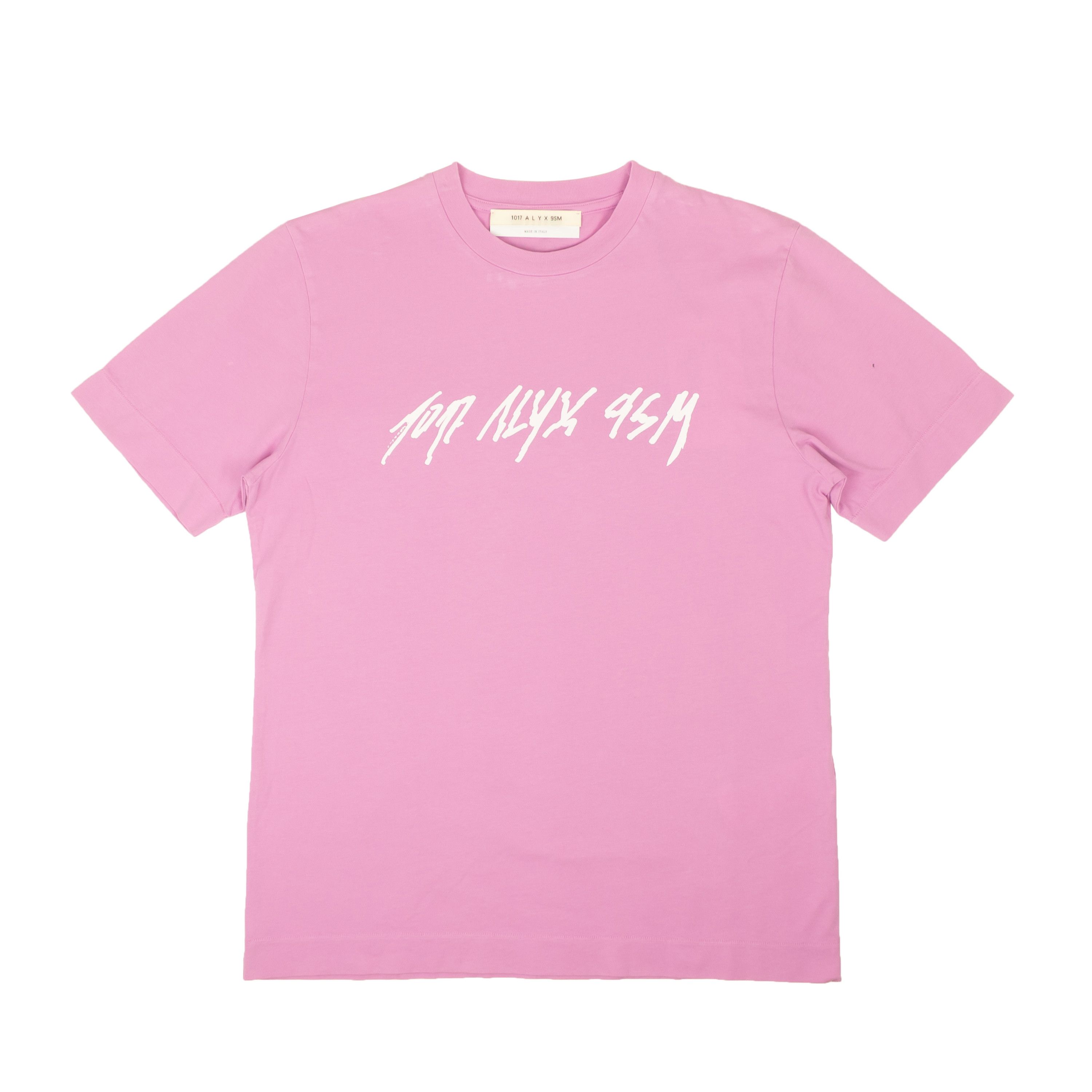 image of Alyx Pink Script Logo Short Sleeve T-Shirt Size Xs, Men's