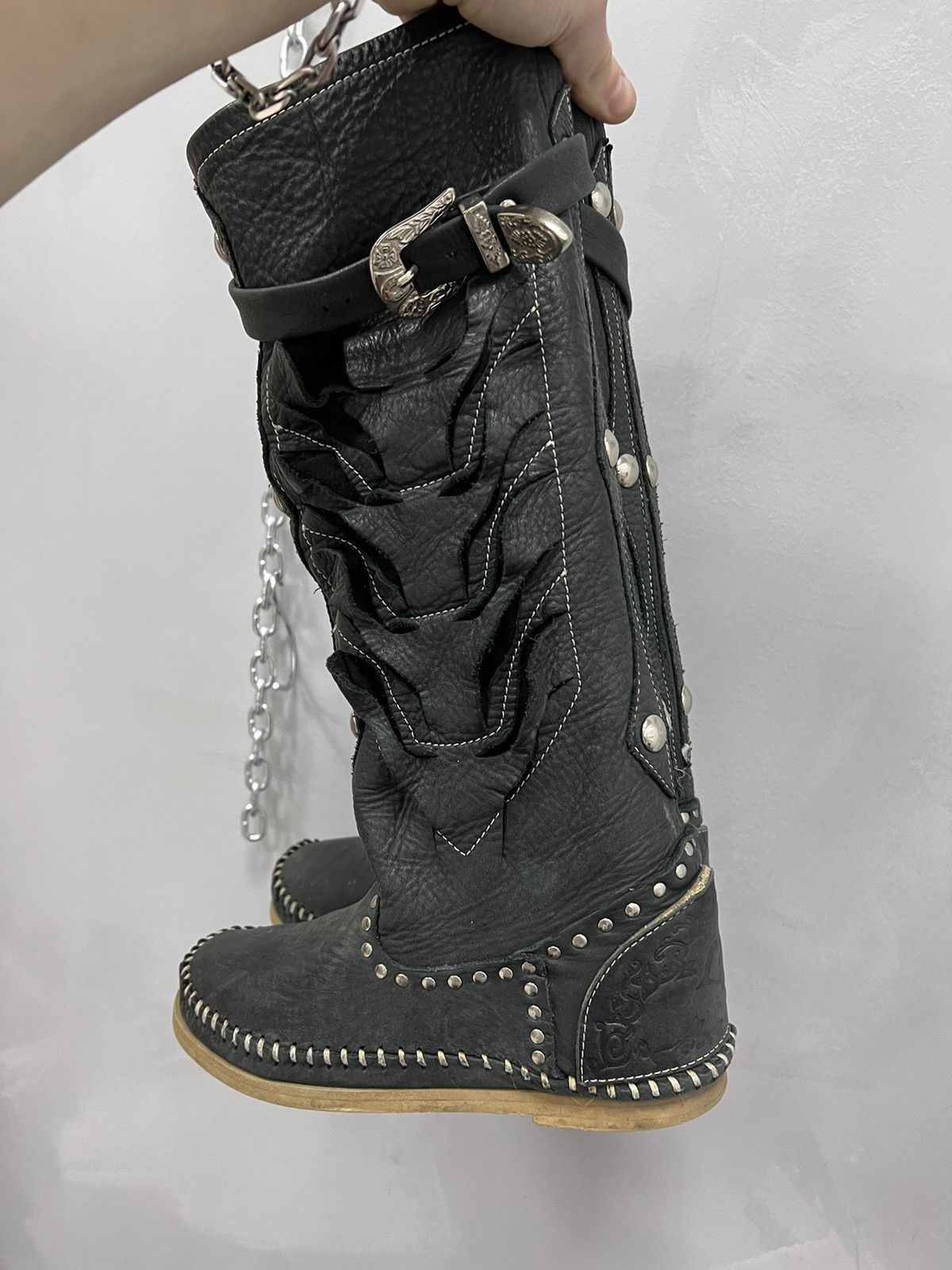 14th Addiction × Japanese Brand VINTAGE 14thAddiction style 00s Leather Boots high top shoes Size US 7 / IT 37 - 10 Thumbnail