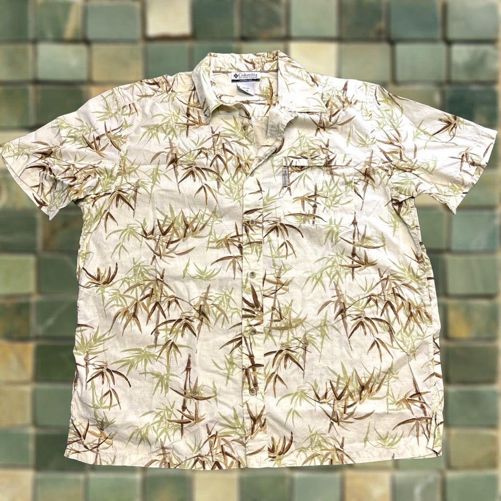Vintage Columbia Shirt Mens XL Cream Brown Tropical Bamboo Beach Travel Vacation Button-Up Short Sleeve Casual Vintage: No Size US XL / EU 56 / 4 - 1 Thumbnail