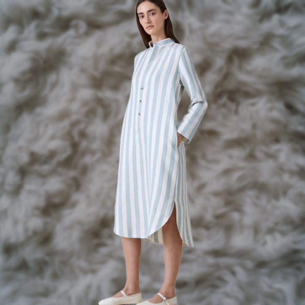 Vintage VINTAGE? No. Attersee The New Caftan Tunic Dress Blue Stripe Herringbone Kaftan Dress Shirt? Size S / US 4 / IT 40 - 1 Thumbnail
