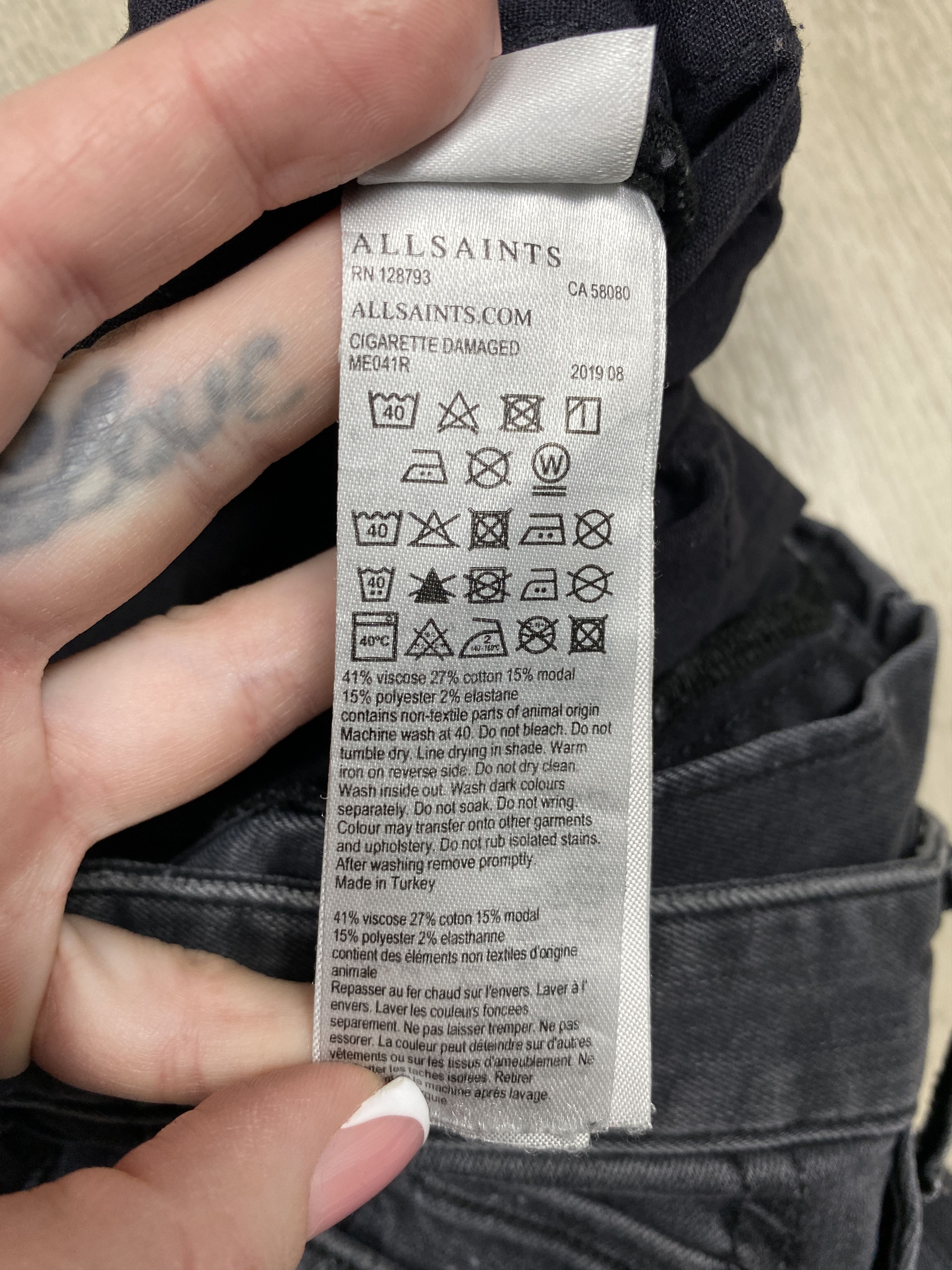 Allsaints Allsaints Damaged Cigarette Mens Denim Pants Jeans Size US 30 / EU 46 - 6 Thumbnail