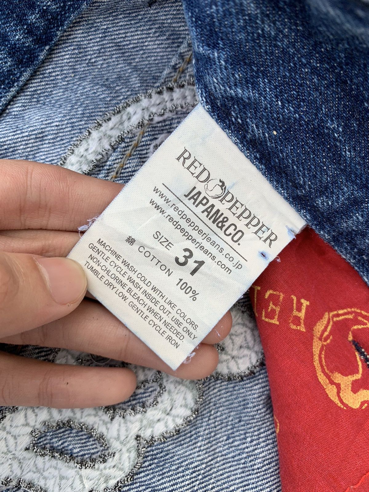 If Six Was Nine × Le Grande Bleu (L.G.B.) RED PEPPER JAPANES FADED & RUSTY PUNK STYLE DISTRESSED DENIM Size US 34 / EU 50 - 16 Thumbnail