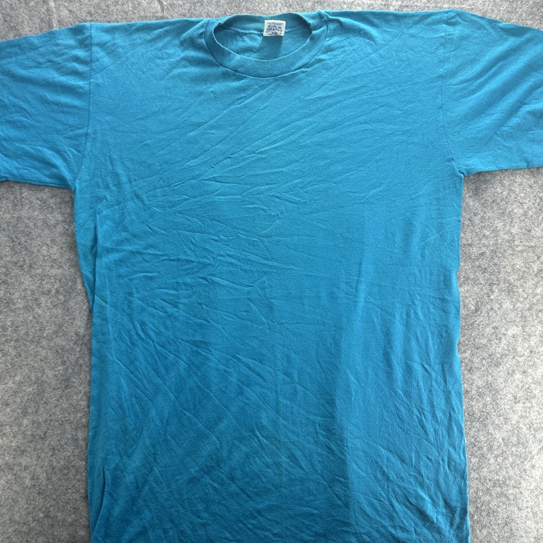 Jerzees VINTAGE Jerzees Shirt Mens One Size Blue Made USA 50/50 Single Stitch Blank 80s XL Adult Mens Blue 80s Shirt Size US XL / EU 56 / 4 - 2 Thumbnail