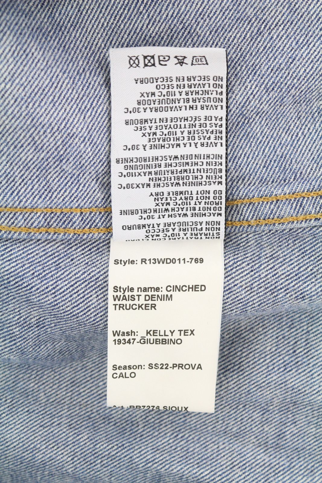 R13 CINCHED WAIST DENIM TRUCKER M Kelly Tex Blue 86161 Size M / US 6-8 / IT 42-44 - 7 Thumbnail