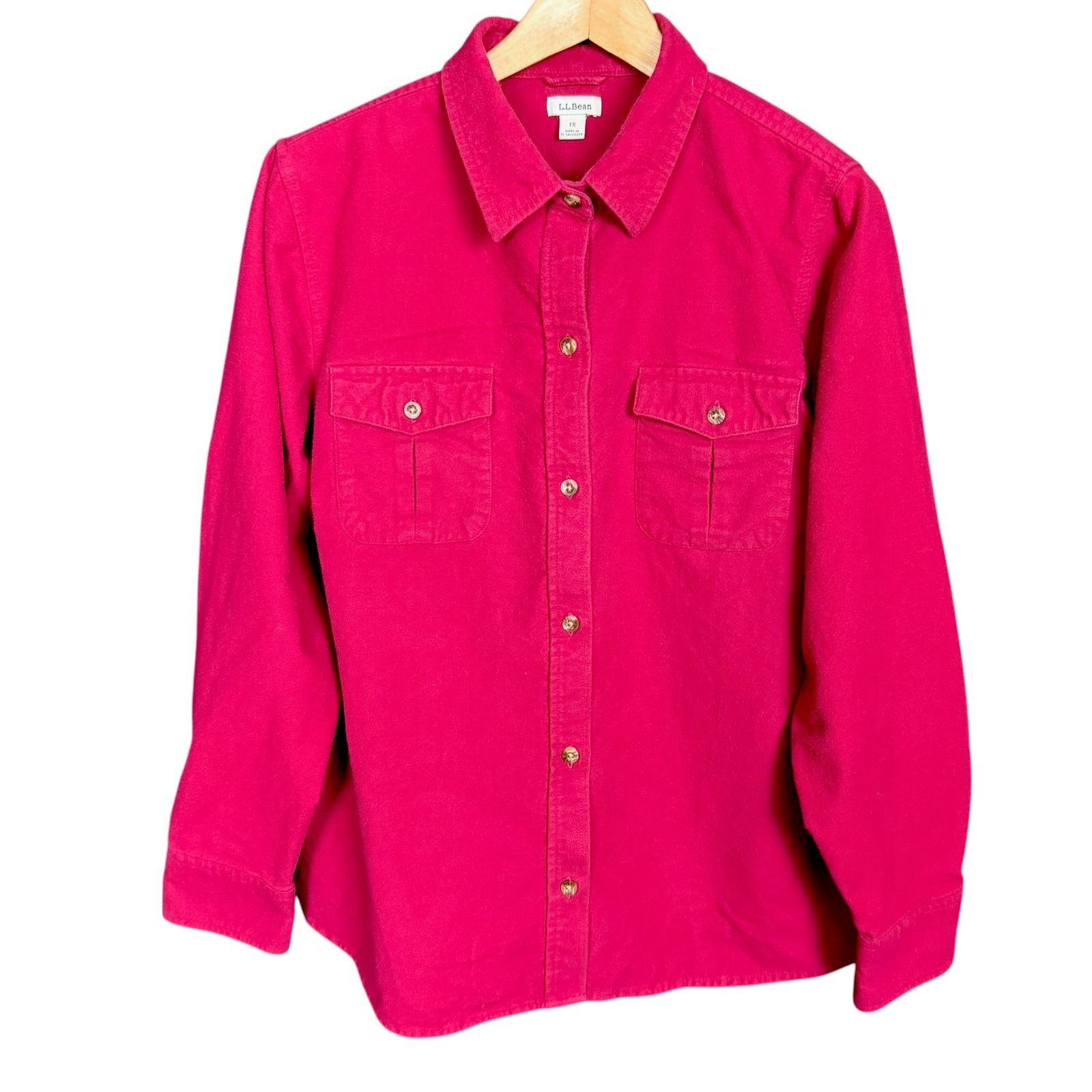 L.L. Bean LL Bean Button Down Shirt Chamois L/S Women’s 1X Pink Cotton Size XL / US 12-14 / IT 48-50 - 2 Thumbnail