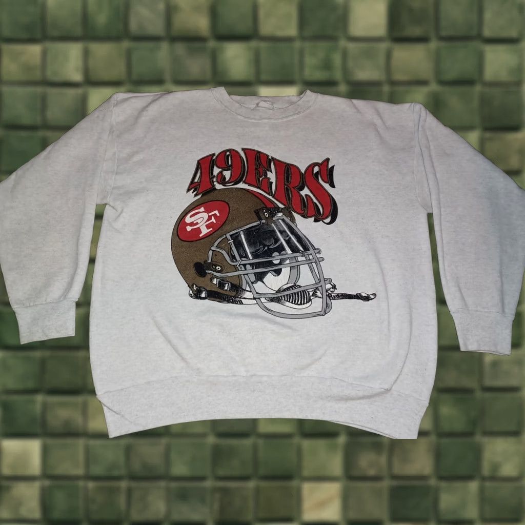 NFL VINTAGE 90s San Francisco 49ers NFL Helmet Crewneck Sweatshirt XL Gray Sweatshirt Unisex Adults Crew Neck Pullover Mens Womens Boys Girls Size US XL / EU 56 / 4 - 1 Thumbnail