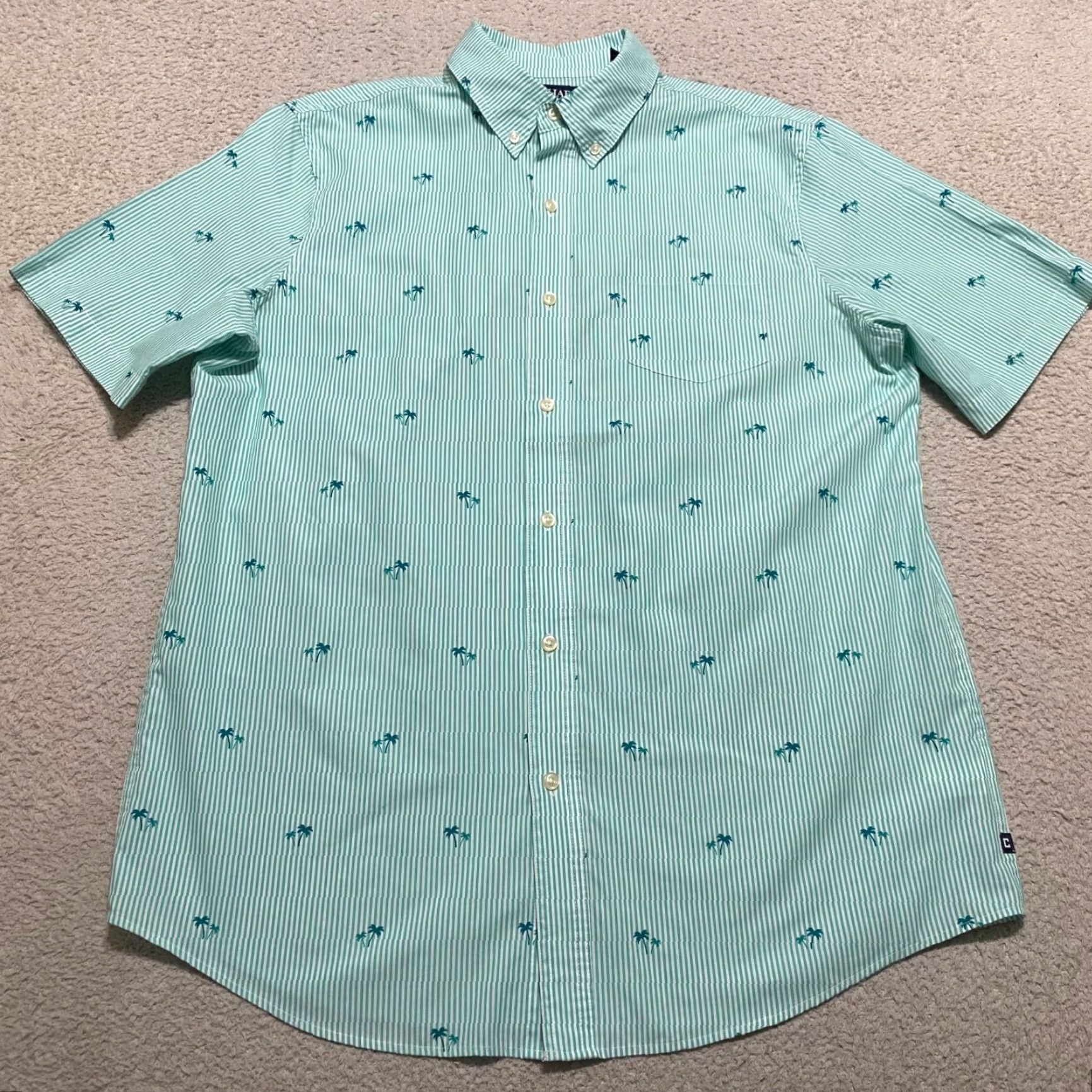Chaps Chaps Mens Shirt Green Striped Tropical Button-Down Easy Care Shirt Adult Large Nike Size US L / EU 52-54 / 3 - 2 Thumbnail